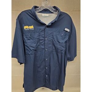 Columbia PFG Mens Large Blue Short Sleeve Flora-Bama Yacht Club Fishing Shirt